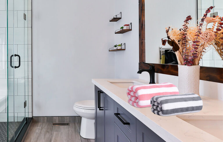 Microfiber Bath Towels for Men and Women are shown in the bathroom