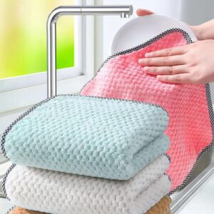 Kitchen Towel for Kitchen Hanging Loop-Coral Fleece Microfiber Kitchen Napkins-30 x 30 cm-Multicolor