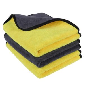 900 GSM Microfiber Car Cleaning Cloth for and Detailing-Dual Sided Car Cleaning Cloth for Interior and Exterior 40x40 (Yellow/Grey)